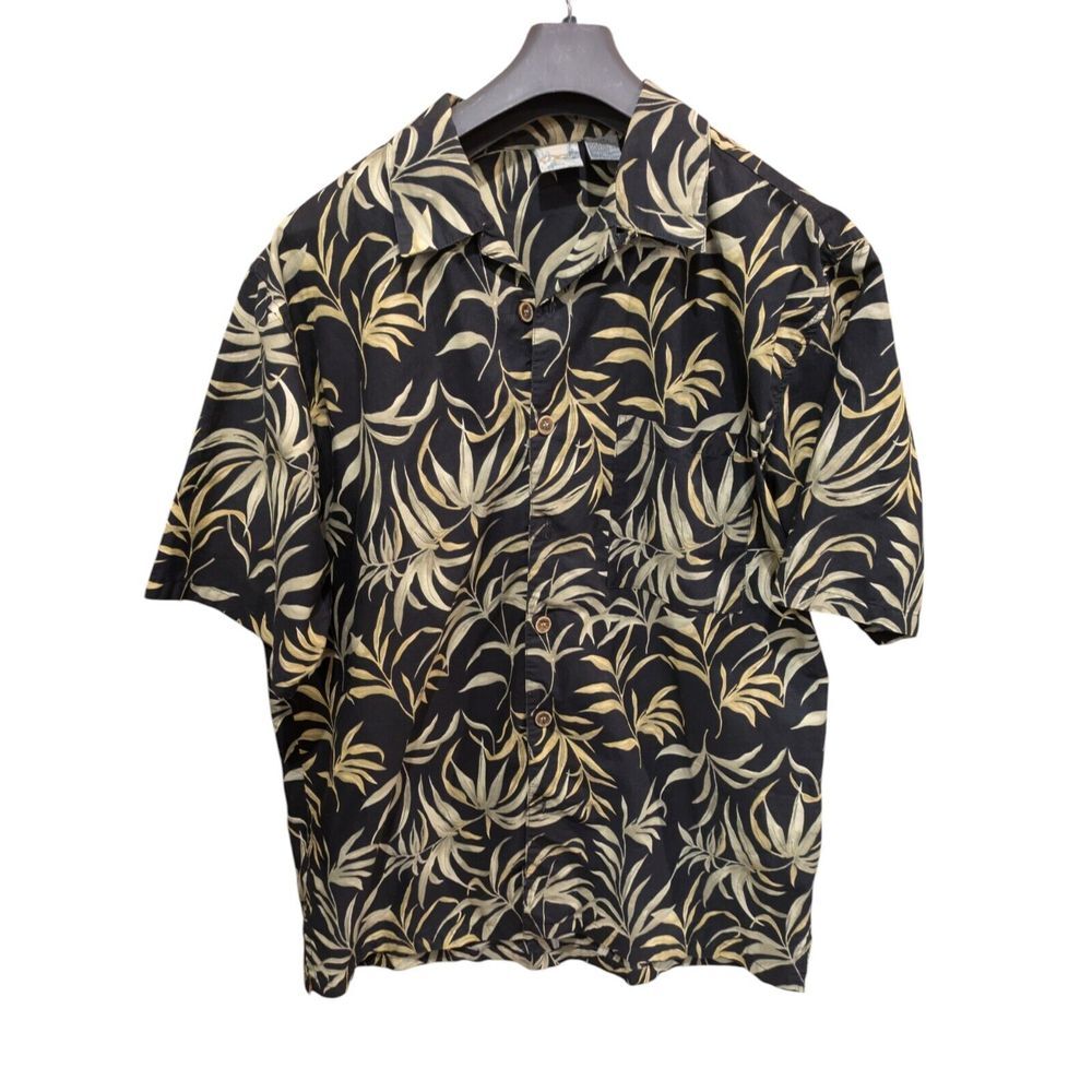Ocean Pacific Shirt Men Large OP Hawaiian‎ Button Up 100% Cotton SHORT sleeve